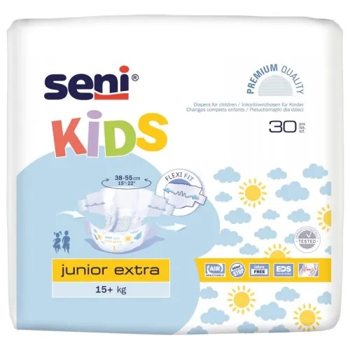 SENI Kids Junior Extra 15+kg—Kalhotky absorční prodyšné pro děti 30ks