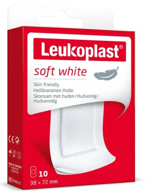 Náplast Leukoplast Soft White 10ks—Citlivá, 38 mm x 72 mm